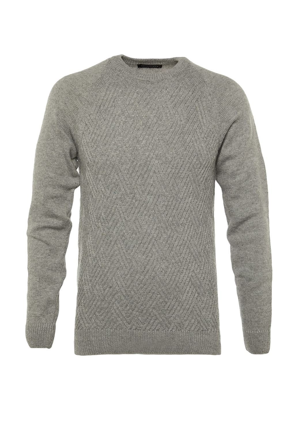TRENDYOL MAN Gri Unisex Fit Yunlu Bisiklet Yaka Reglan Kol Dokulu Yun Kar?s?ml? Triko Kazak TMNAW22KZ0290 - Trendyolmilla фото 33