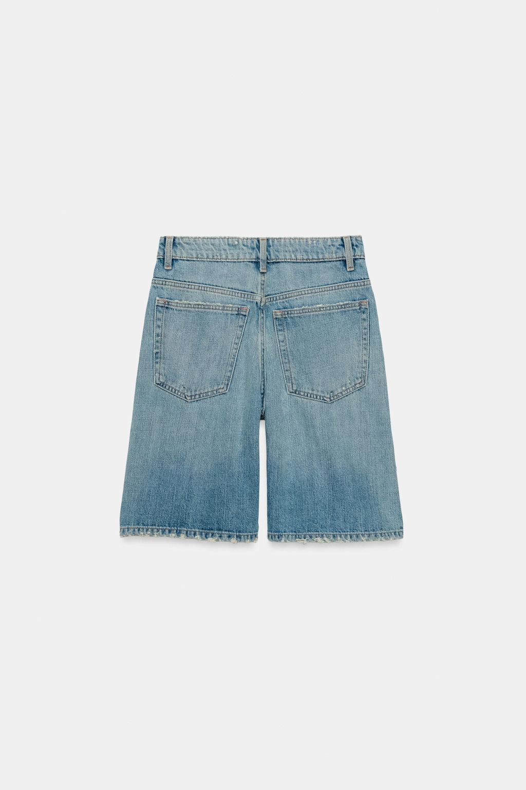BERMUDA BAGGY DENIM TRF TIRO MEDIO ROTOS / Azul - Zara фото 7