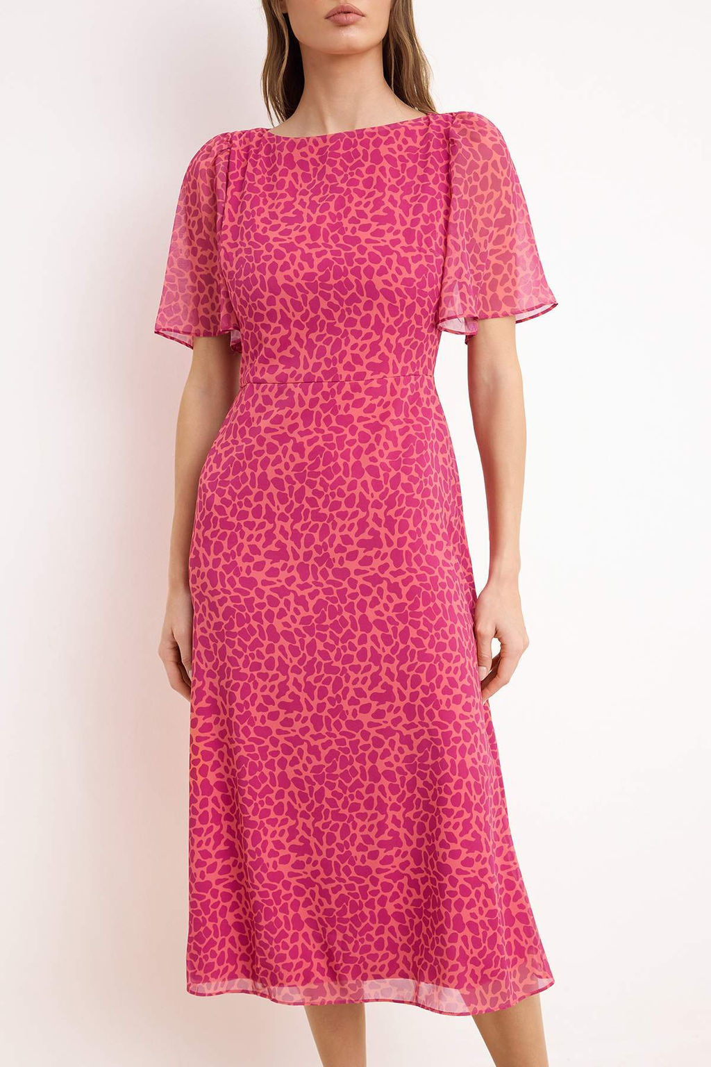 Fusya Animal Desenli A Kesim Melek Kol Astarl? Sifon Ucus Ucus Dokuma Midi Elbise TWOSS23EL01372 - Trendyolmilla фото 19