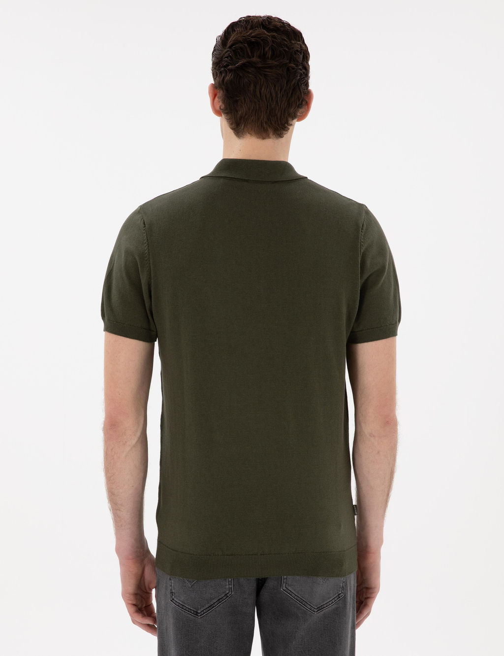 Haki Slim Fit D__meli Polo Yaka Triko Ti__rt - Pierre cardin фото 5