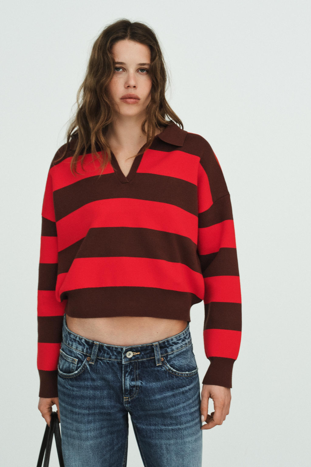 STRIPED KNIT POLO JUMPER - Zara фото 11