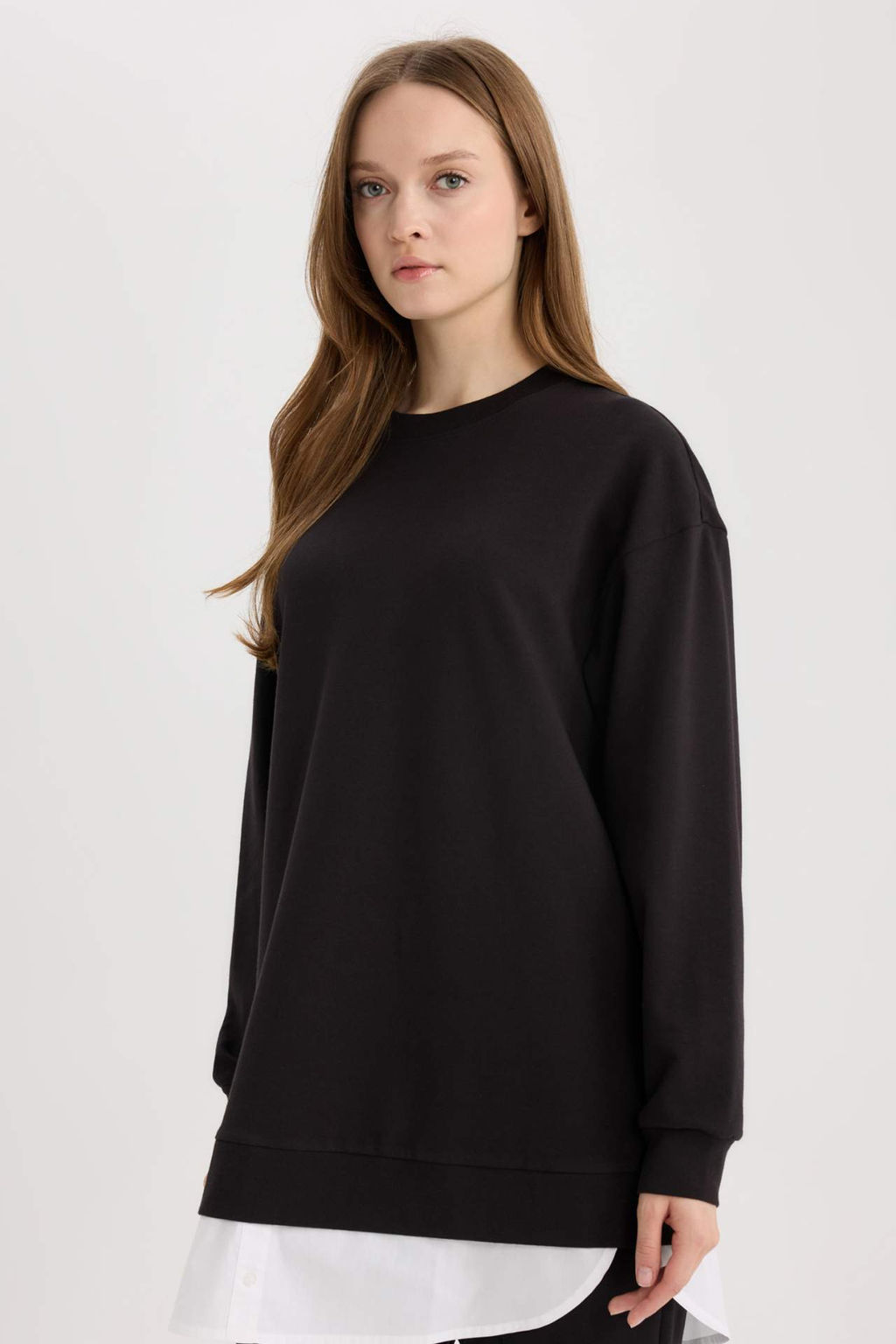 Regular Fit Bisiklet Yaka Basic Duz Sweatshirt Tunik - Defacto фото 6