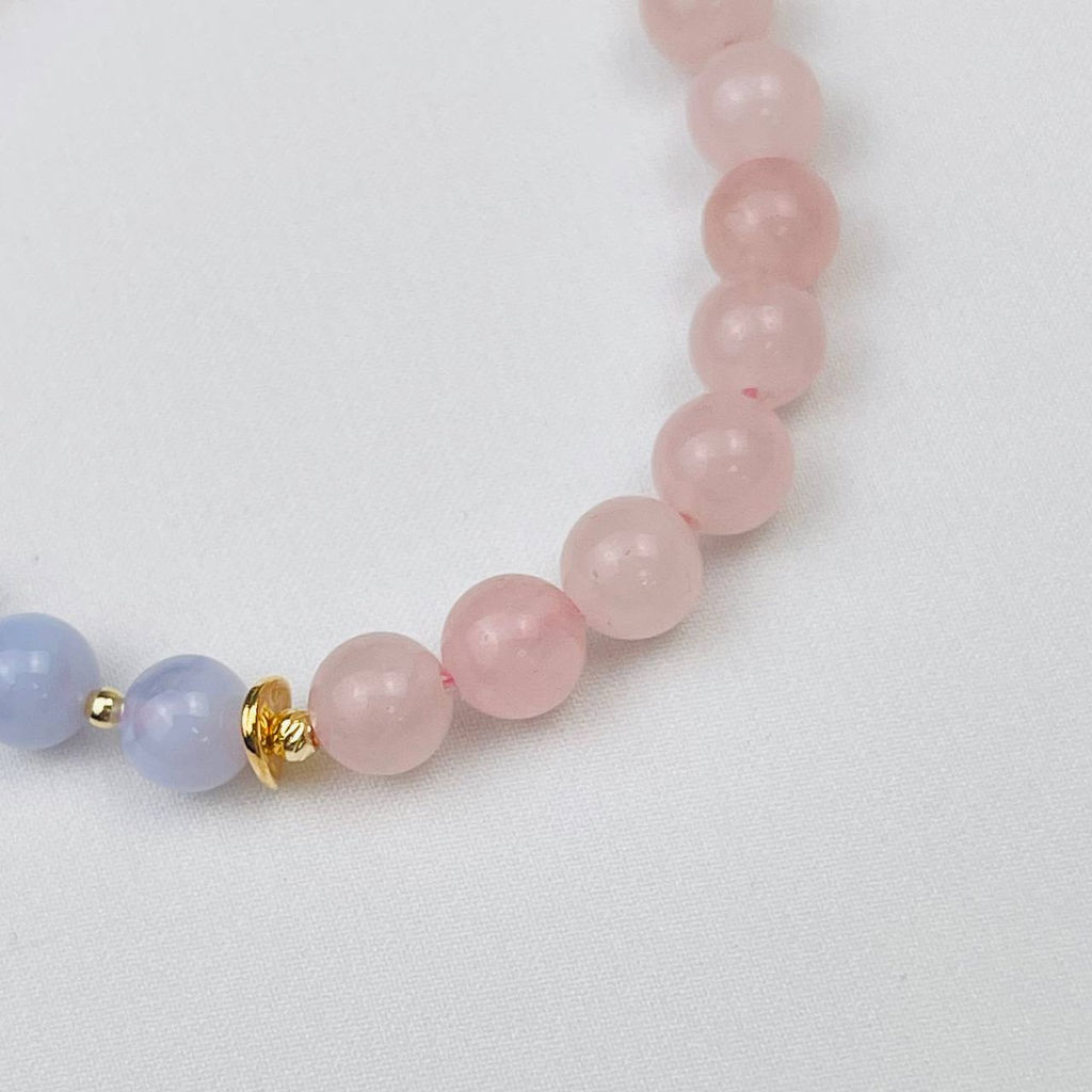 Браслет из Розового кварца и Голубого агата - Радуга самоцветов фото 5