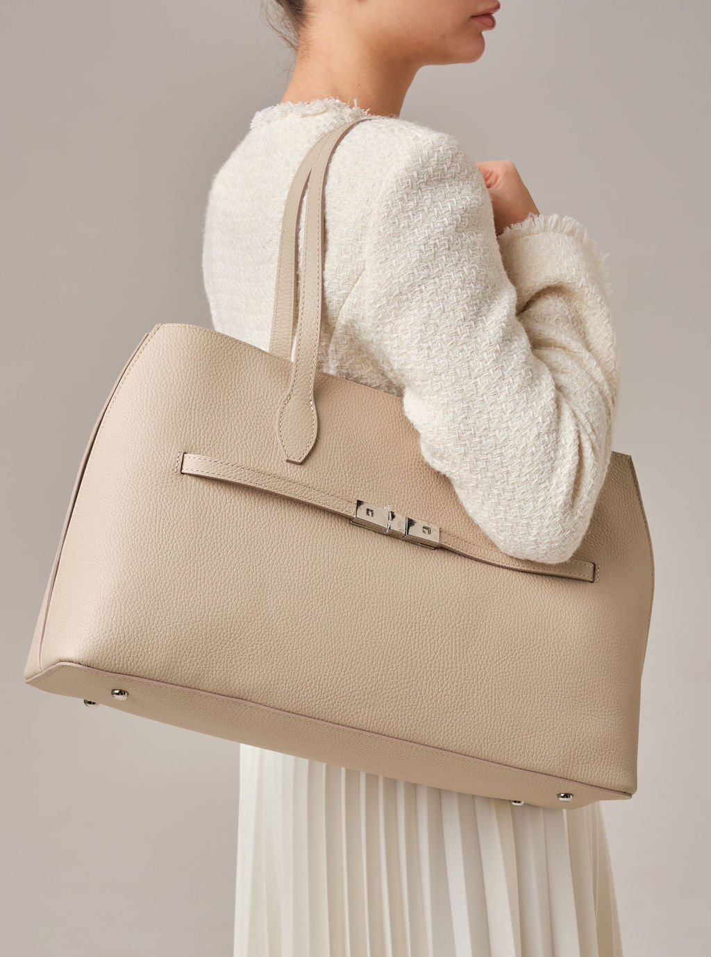 Кожаная сумка Bossy DBR 31382 бежевая пудра  фото 3