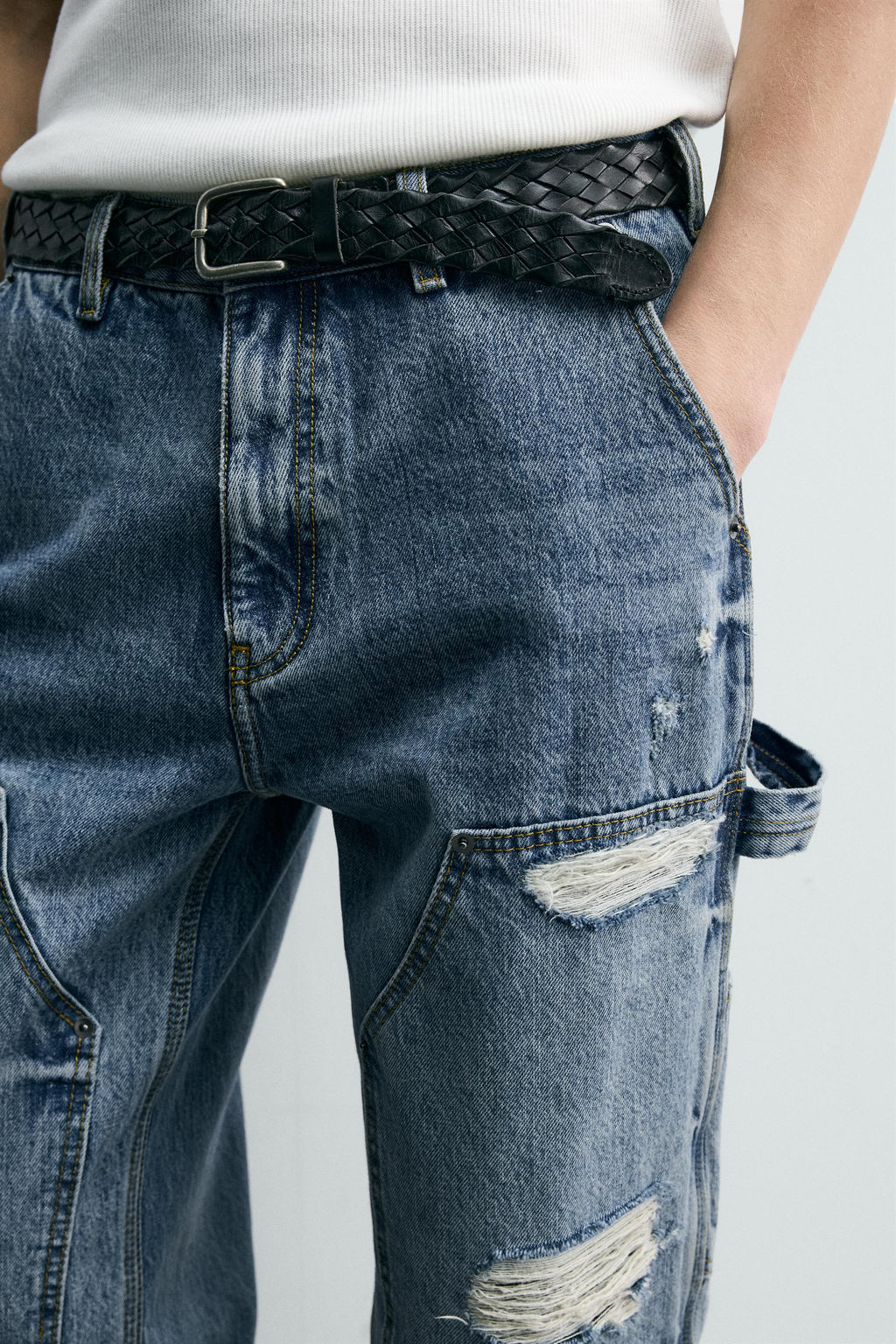 JEANS BOLSILLO CARPINTERO RELAXED FIT / Azul - Zara фото 7