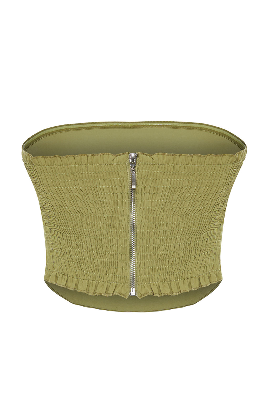 Haki Premium Crop Straplez Dokuma Bluz TWOSS24BZ00242 - Trendyolmilla фото 8