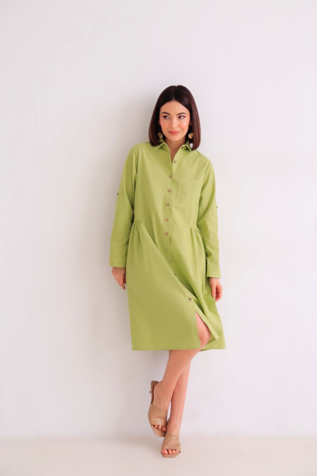 Martichelli Платье хлопковое в цвете лайм  фото 5