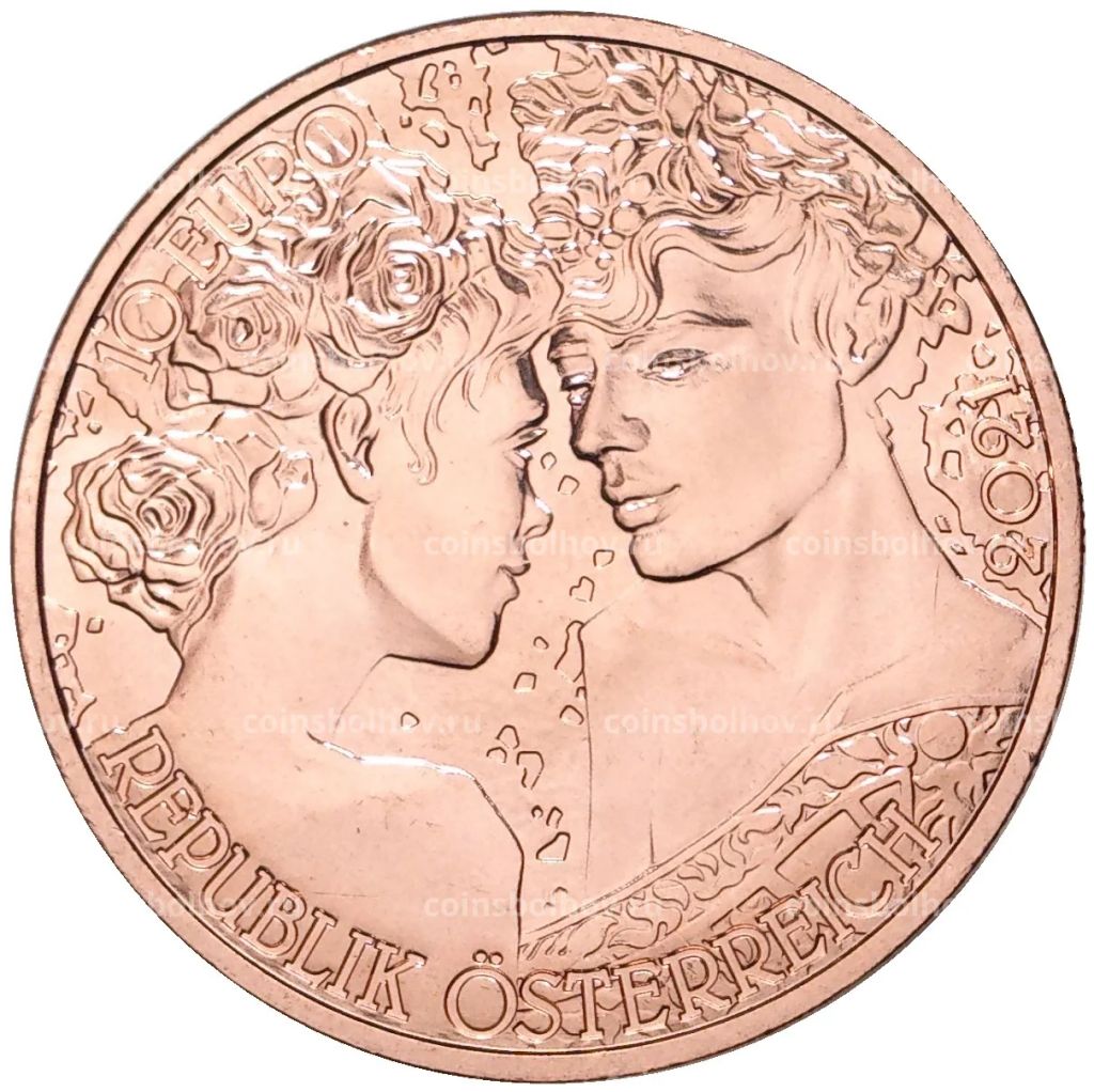 Монета 10 евро 2021 года Австрия Язык цветов Роза