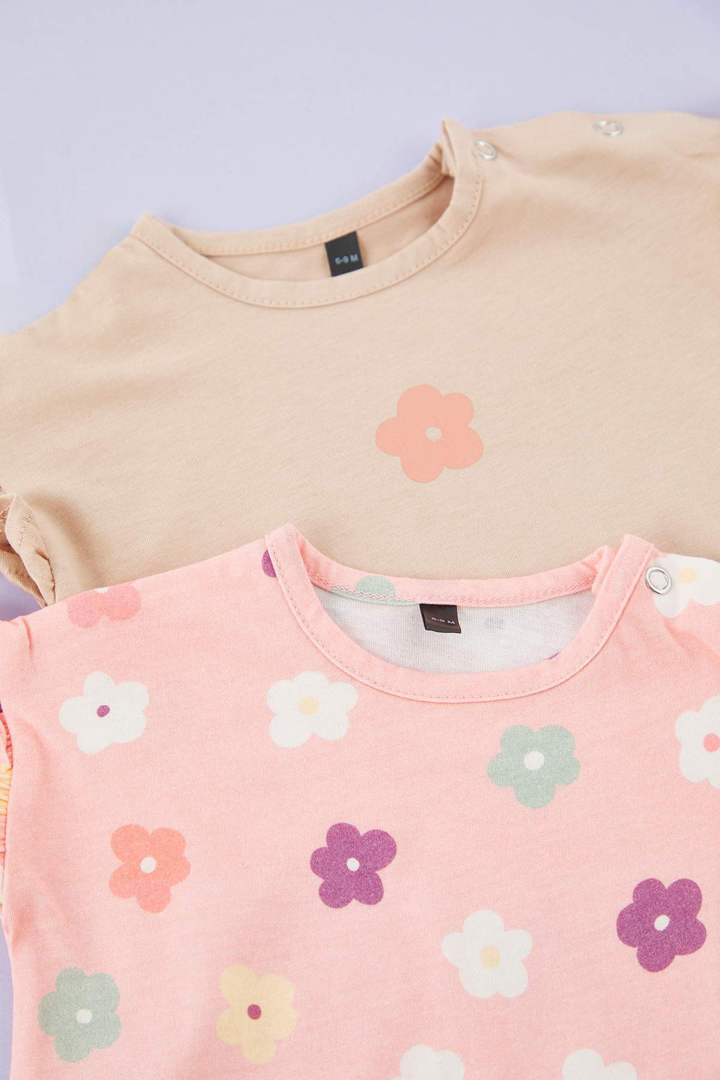 Pudra 2li K?z Bebek %100 Pamuk Cicek Bask?l? K?sa Kol Orme Tulum TKDSS25TU00019 - Trendyolmilla фото 2