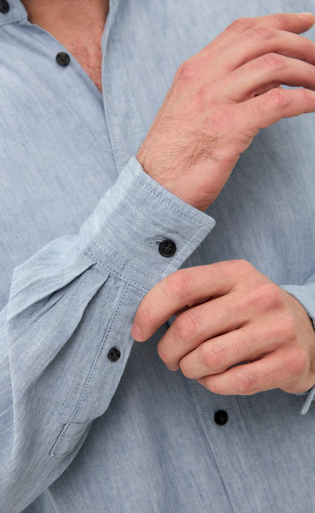 Рубашка д/р лен F511-0480 l.blue