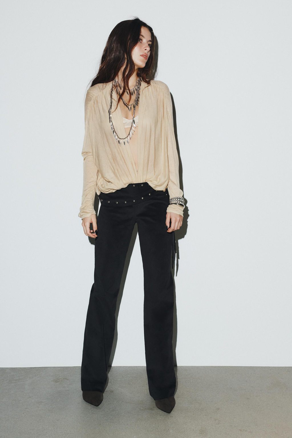 FLARE PAREO TROUSERS WITH STUDS