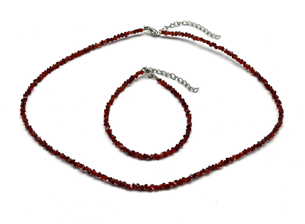 Чокер на шею и браслет из циркона огранка 3мм цв.бордовый, 39см, 17см - Радуга камня фото 2