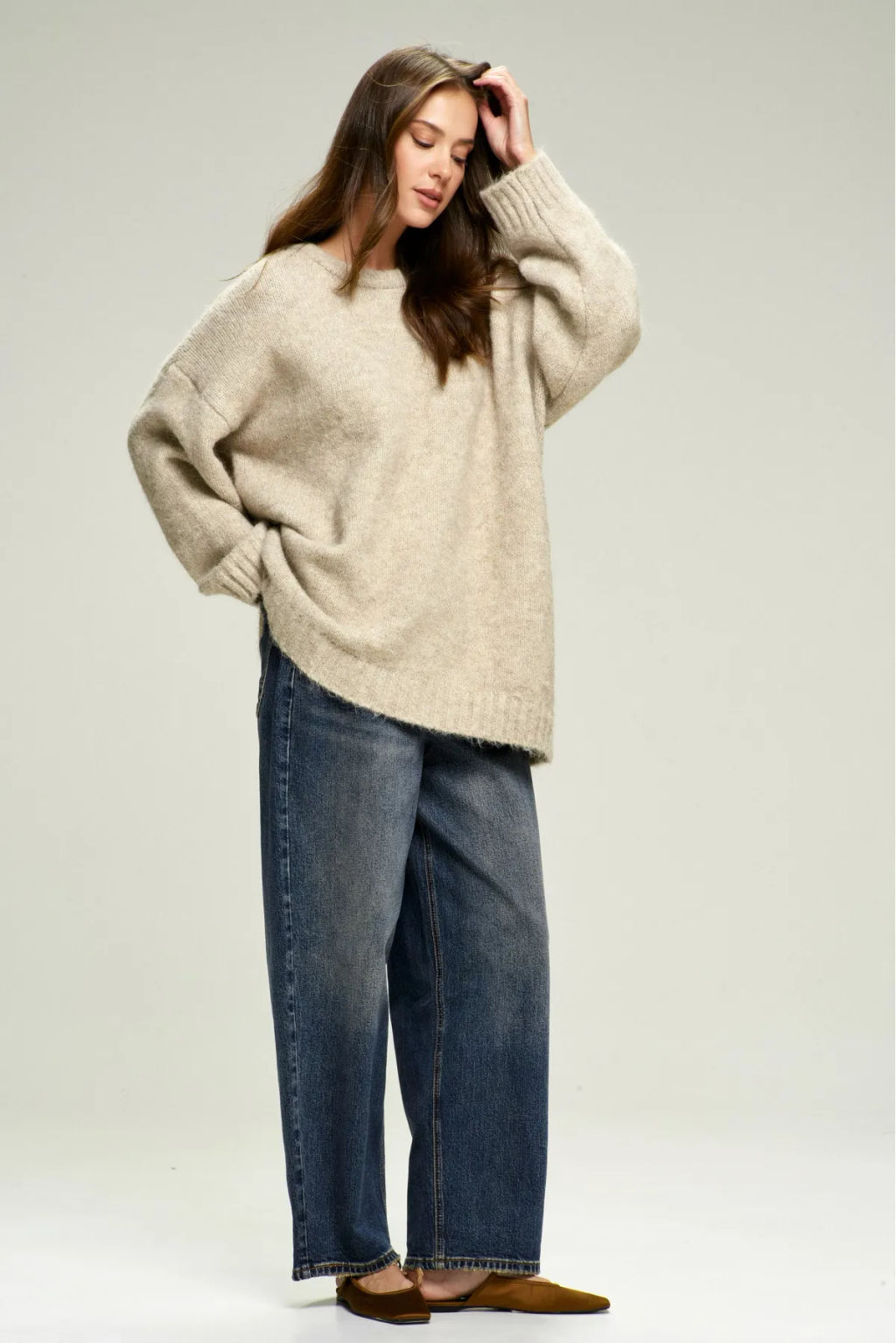 Джемпер Oversized из смесовой шерсти Beige