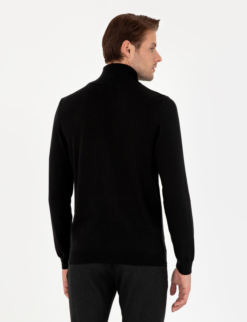 Siyah Slim Fit Bal_k__ Yaka Basic Triko Kazak - Pierre cardin фото 5