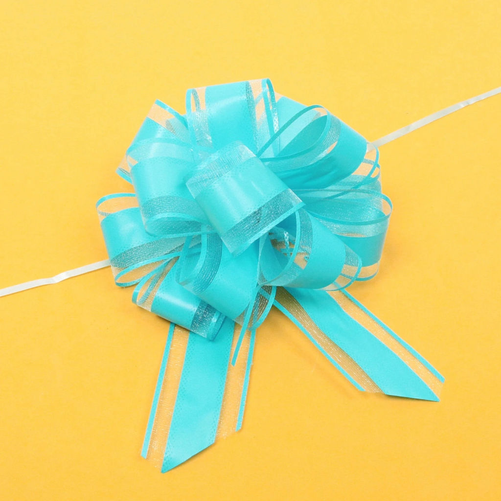 Цена за 6 шт. Бант для оформления подарка "Чудо" 5 см, d=15 см, Мятный