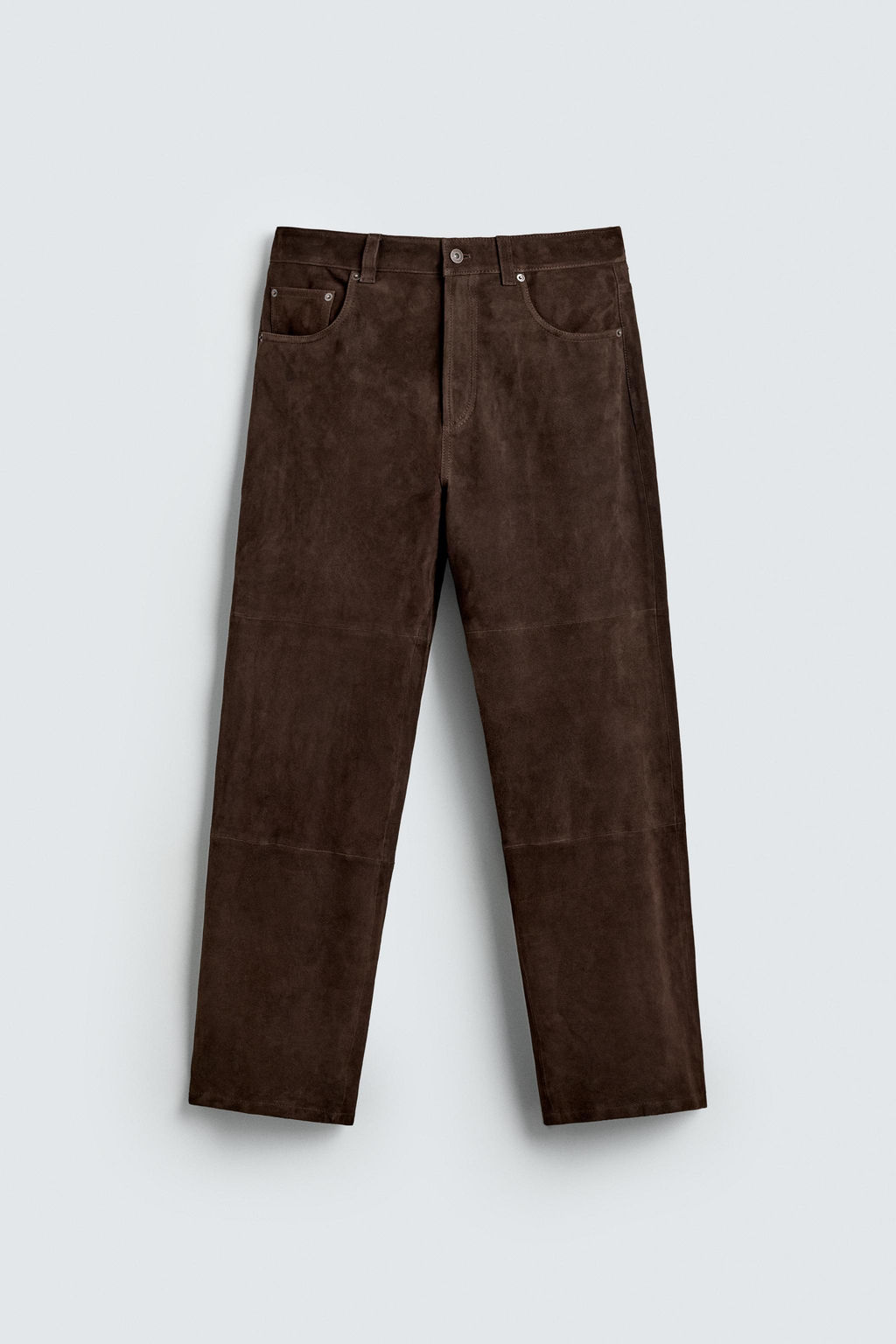 PANTAL?N STRAIGHT FIT PIEL ANTE / Marr?n oscuro - Zara фото 7
