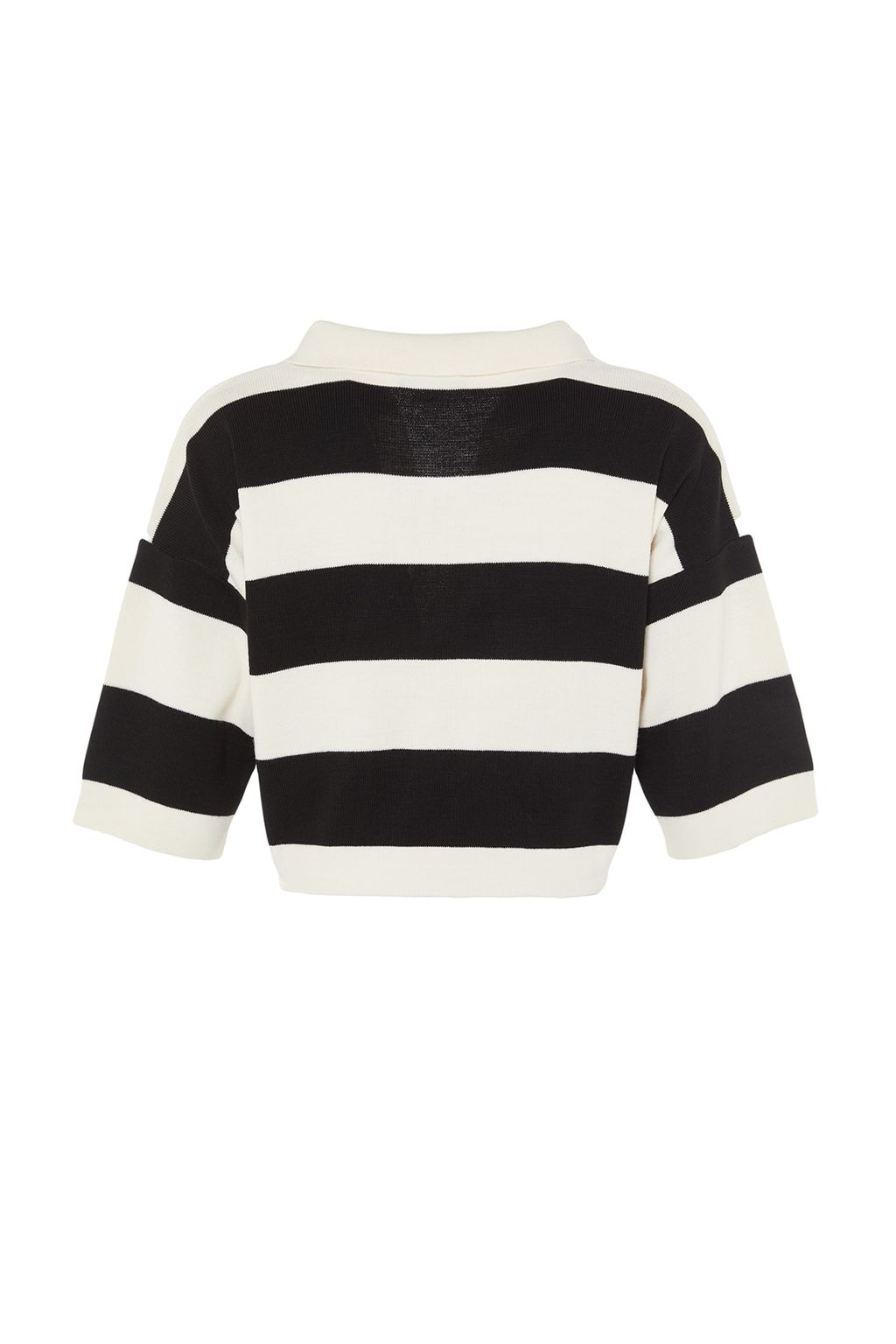 Siyah Crop Polo Yaka Basic Cizgili Ince Triko Bluz TWOSS23KZ00010 - Trendyolmilla фото 8
