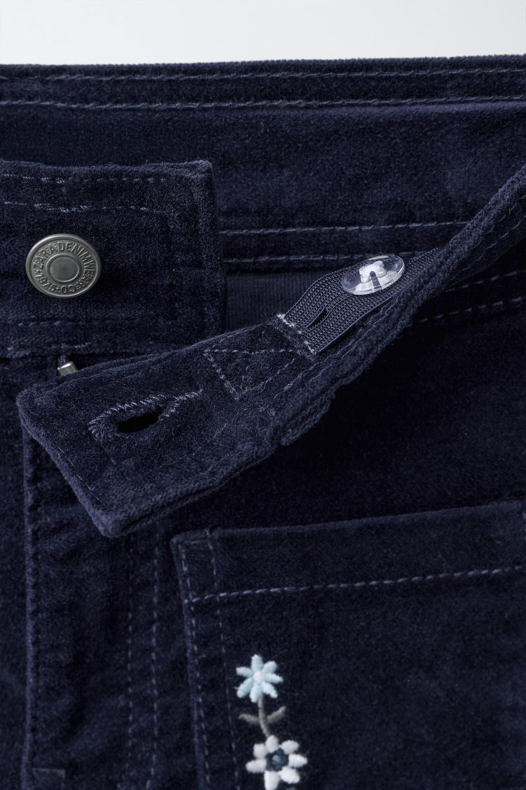 VELVET TROUSERS WITH EMBROIDERED FLOWERS - Zara фото 4