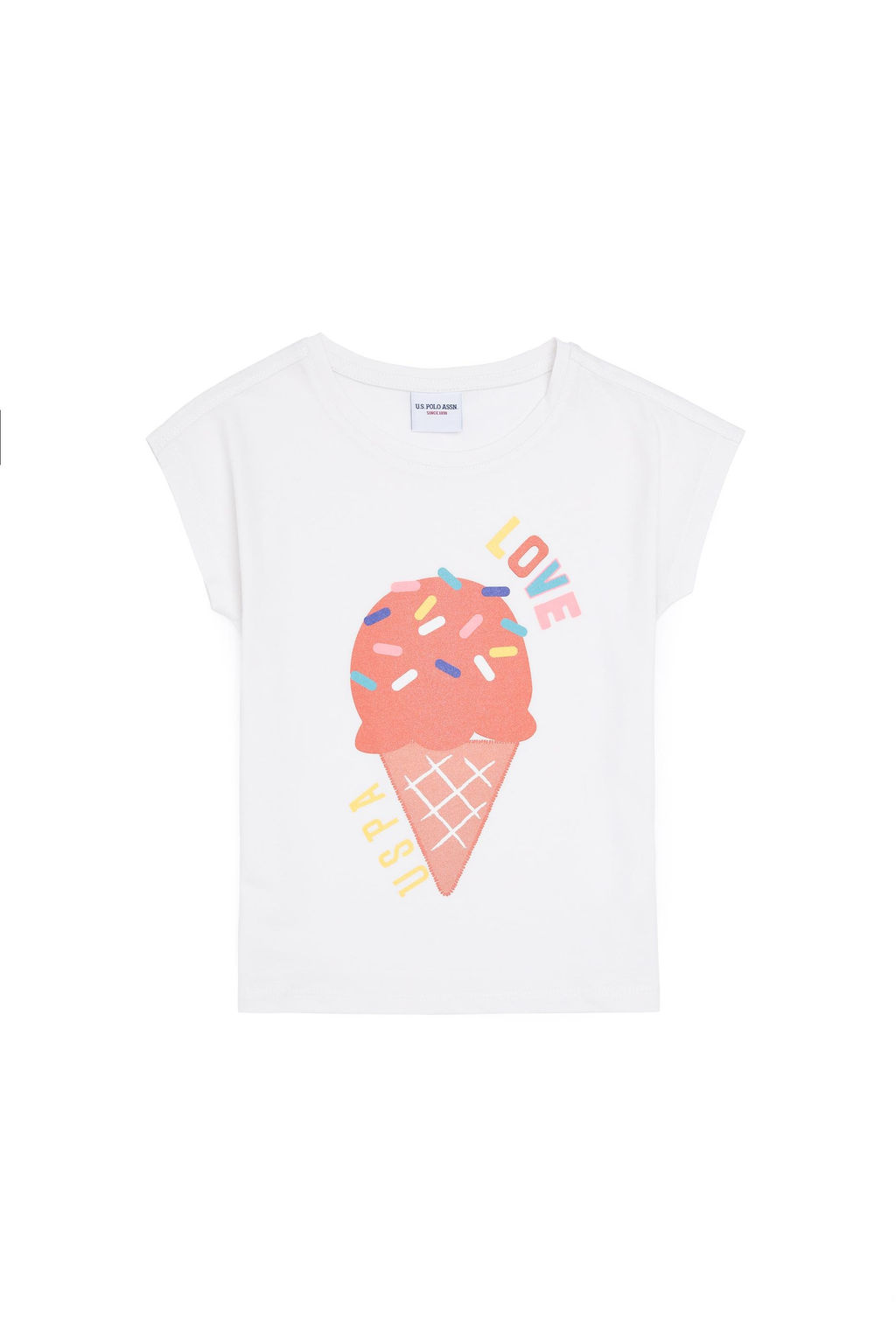 Футболка U.S. Polo Assn для девочек с круглым вырезом экрю хлопок  фото 8