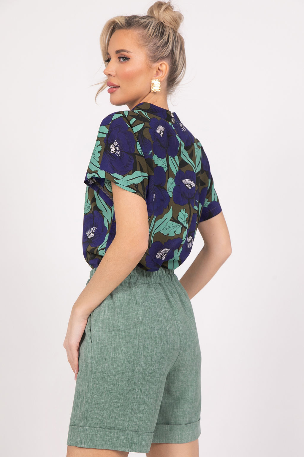 Шорты Фиби-лён (олива) - Эльза фото 4