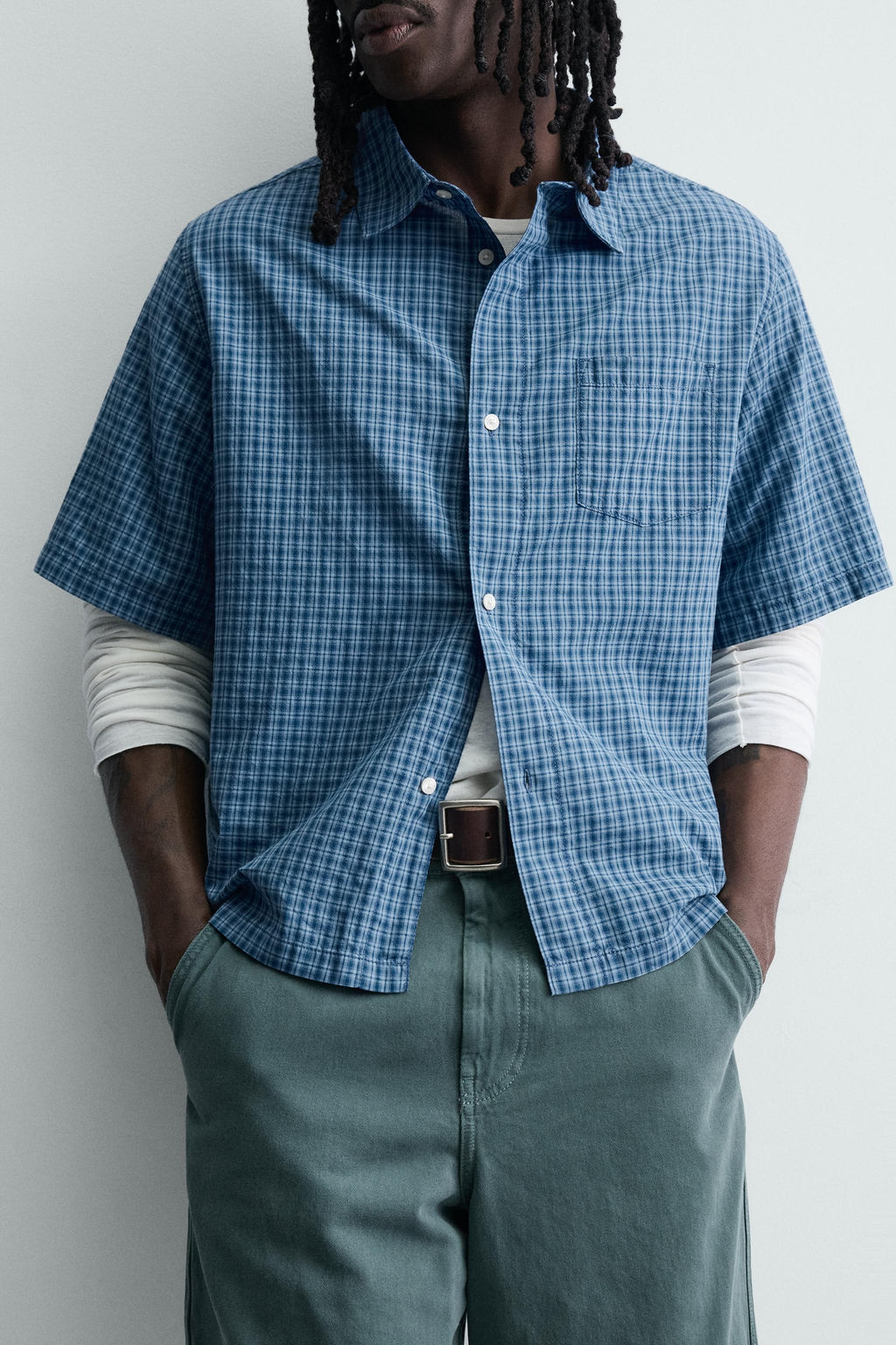 CAMISA BOXY FIT CUADROS / Azul - Zara фото 6