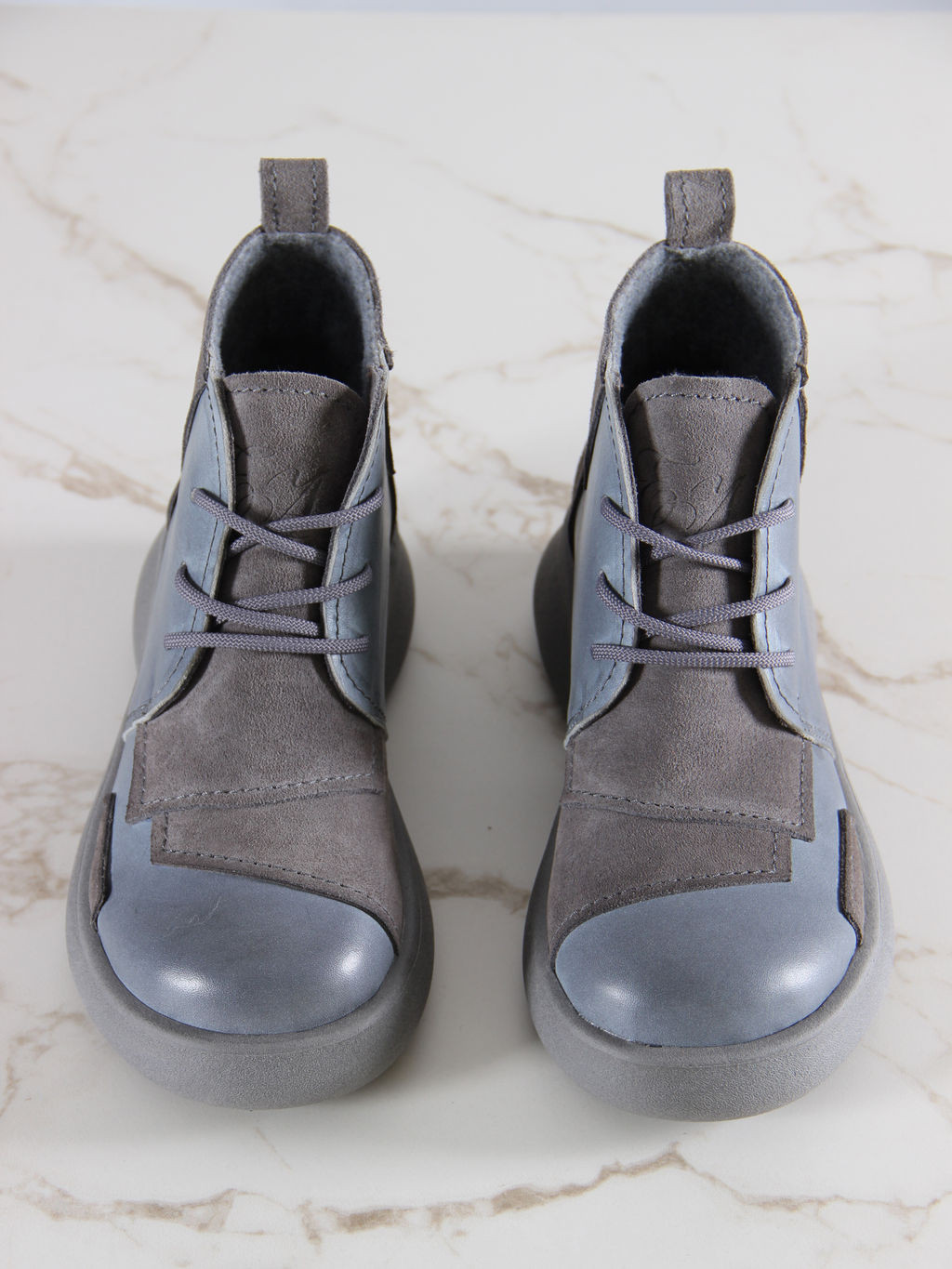 Ботинки 305.927gr.Серая вакса+серый замок замша/байка