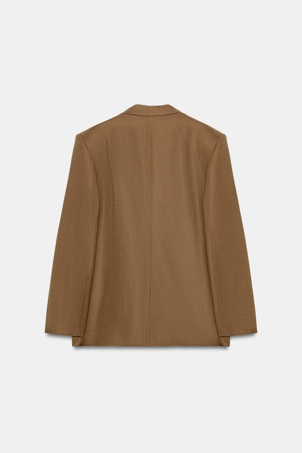 BLAZER CRUZADA CON LINO MANGA REMANGADA / Caramelo - Zara фото 7