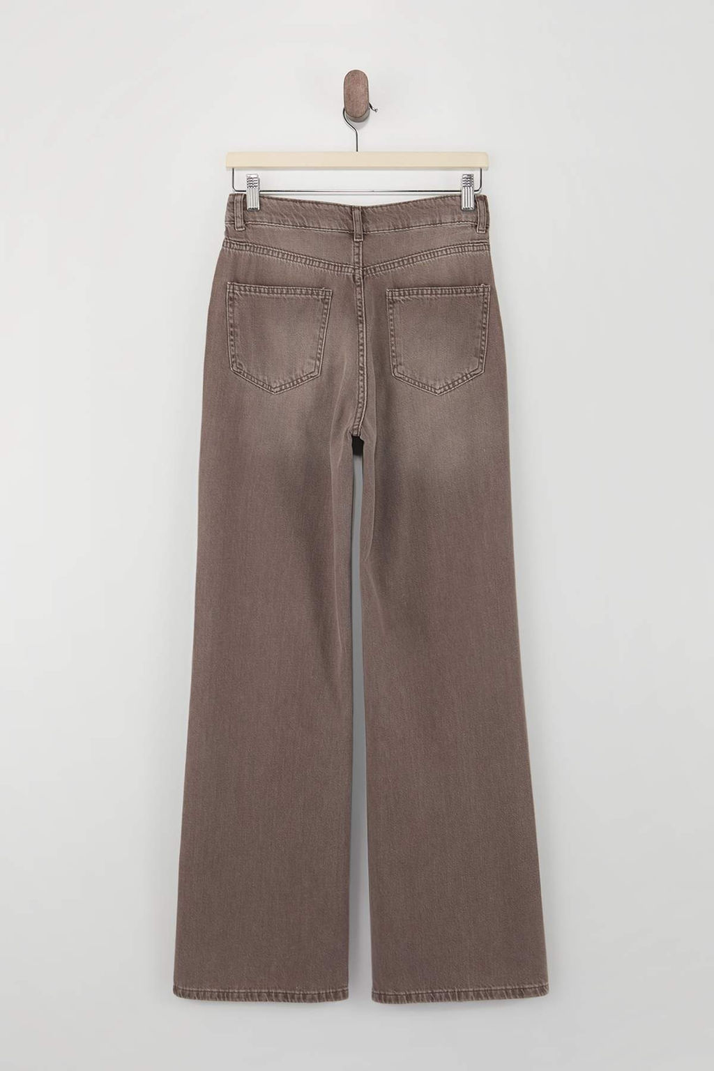 Ac?k Kahverengi DOKUMLU Vintage Y?kama Yuksek Bel %100 Pamuk Wide Leg Jeans TWOSS26JE00172 - Trendyolmilla фото 2