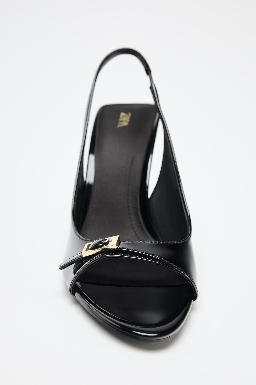 HIGH-HEELED PATENT-EFFECT SANDALS - Zara фото 5