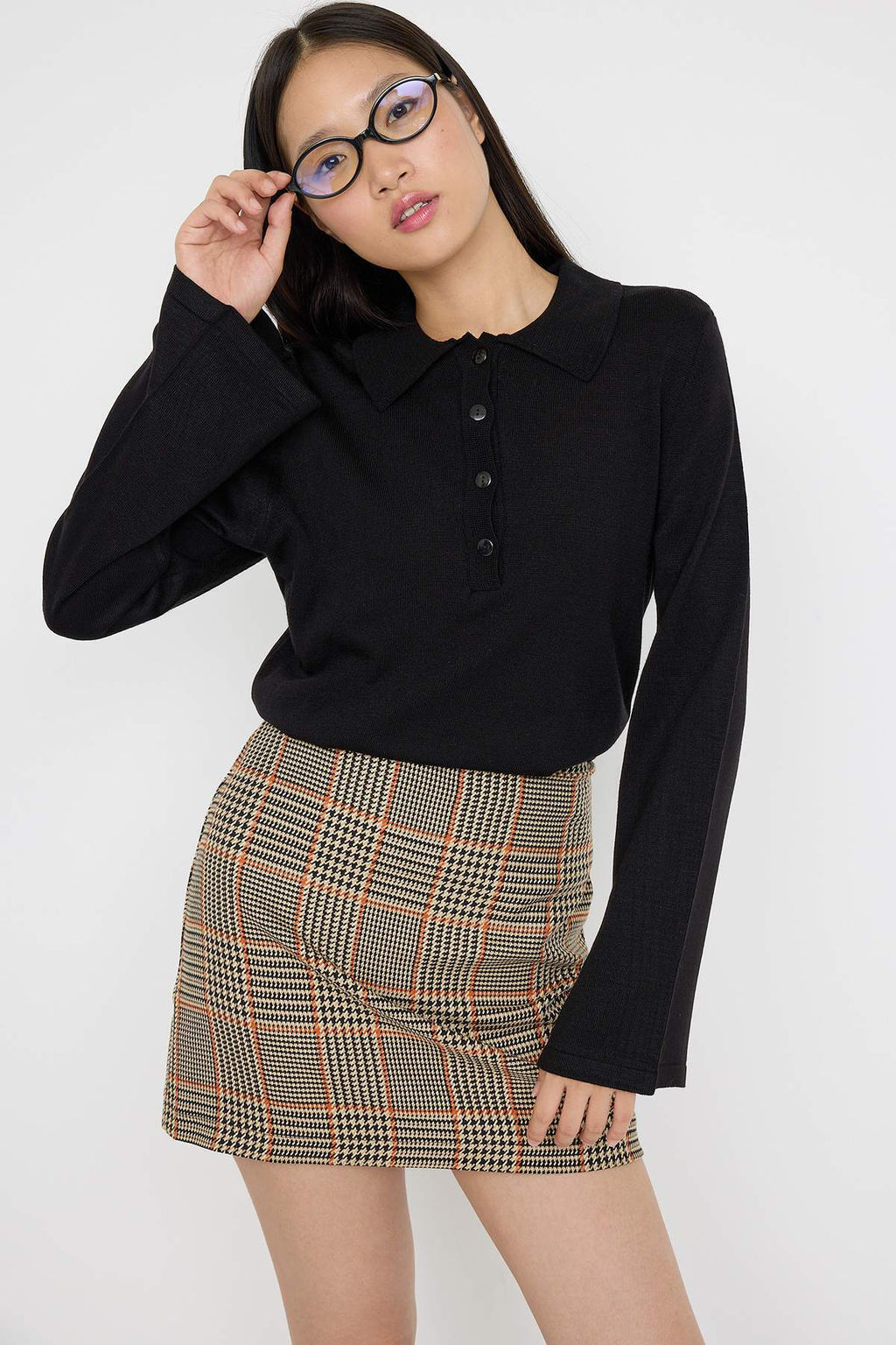 Teen Siyah*001 Polo Yaka Duz Triko Kazak TWOAW26KZ00121