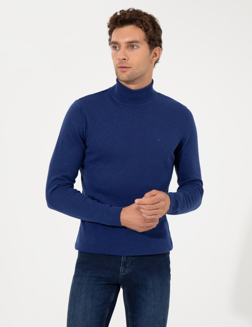 Базовый трикотажный свитер с высоким воротником Sax Slim Fit - Cacharel фото 4
