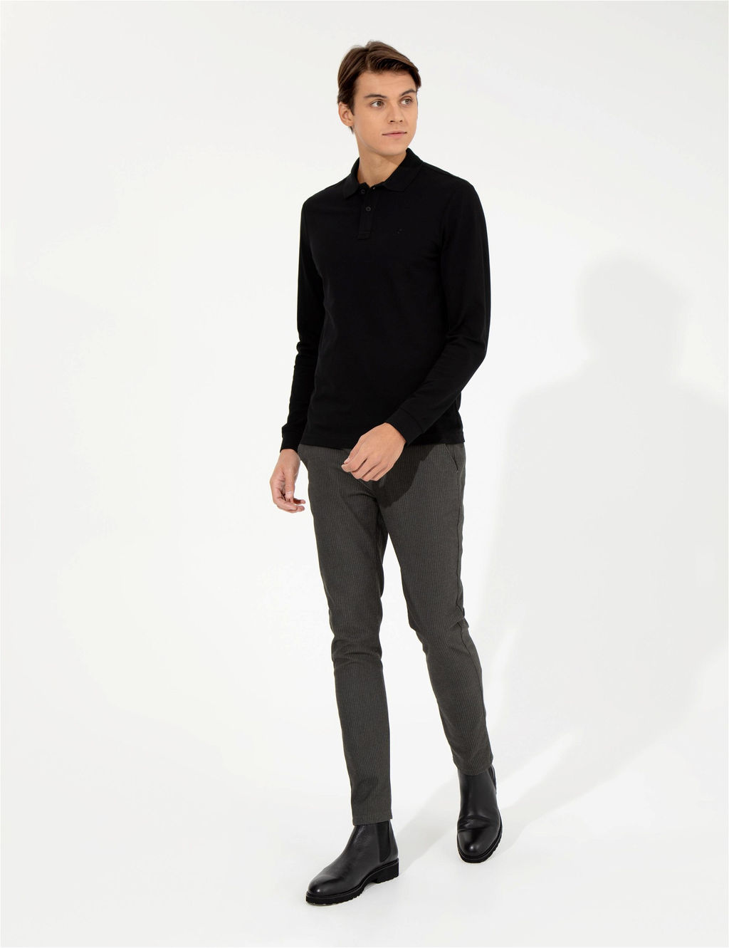 Haki Slim Fit Keten Kar___ml_ Chino Pantolon - Pierre cardin фото 3