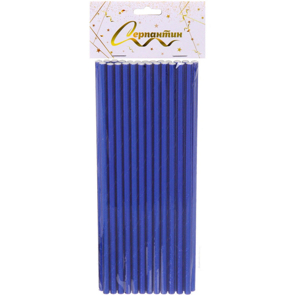 Трубочка для коктейля "Волшебство" 19,5 см d-6 мм (набор 25 шт), Синий
