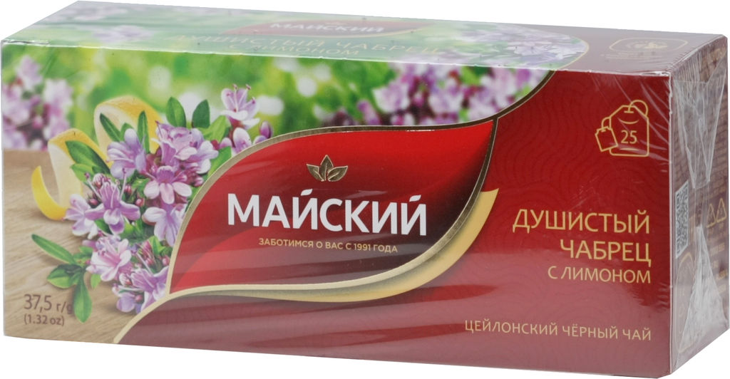 Майский. Черный (душистый чабрец с лимоном) карт.упаковка, 25 пак.
