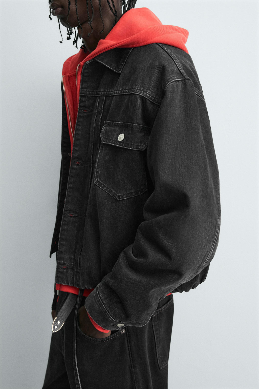QUILTED BOXY FIT DENIM JACKET
