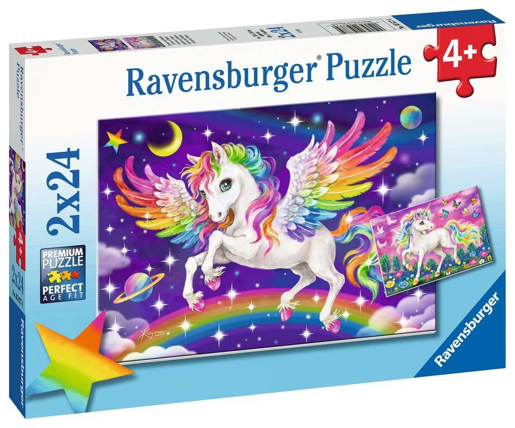 Ravensburger. Пазл карт. 2х24 арт.05677 "Единорог и Пегас"