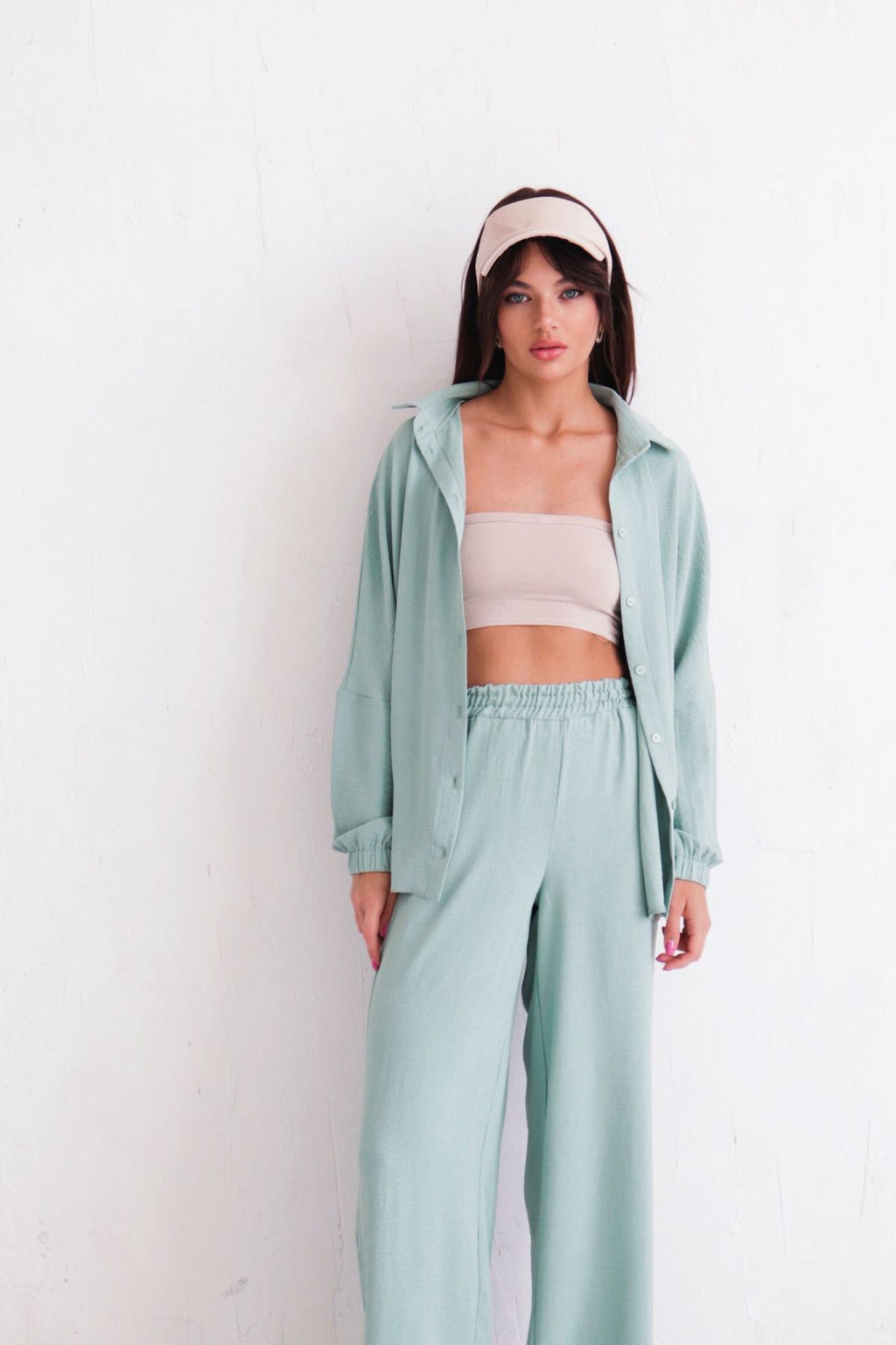 9986 Брюки-палаццо светло-аквамариновые летние - Martichelli фото 9