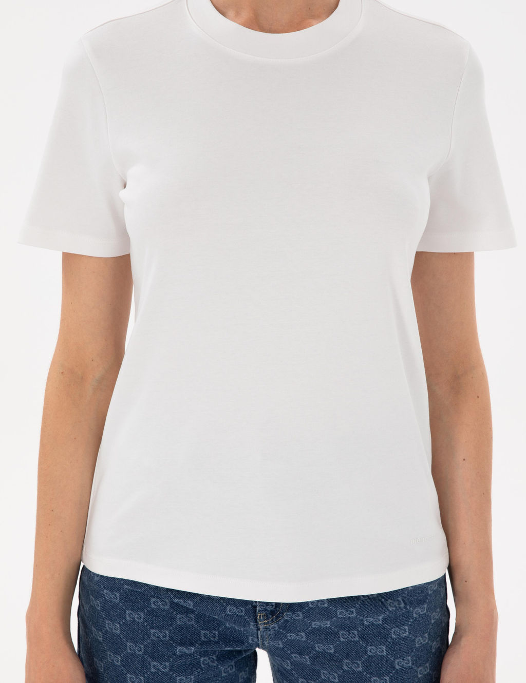 Beyaz Bisiklet Yaka Basic Ti__rt