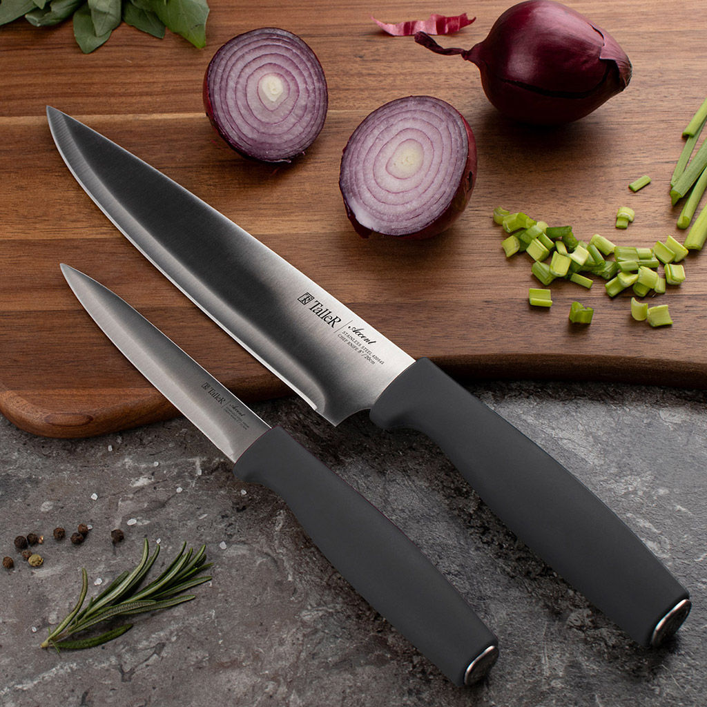 Нож поварской TalleR 20см из нержавеющей стали, s1,7мм, ручка из ударопрочного пластика с покрытием soft-touch, в блистере (Китай) - Домашняя мода фото 3