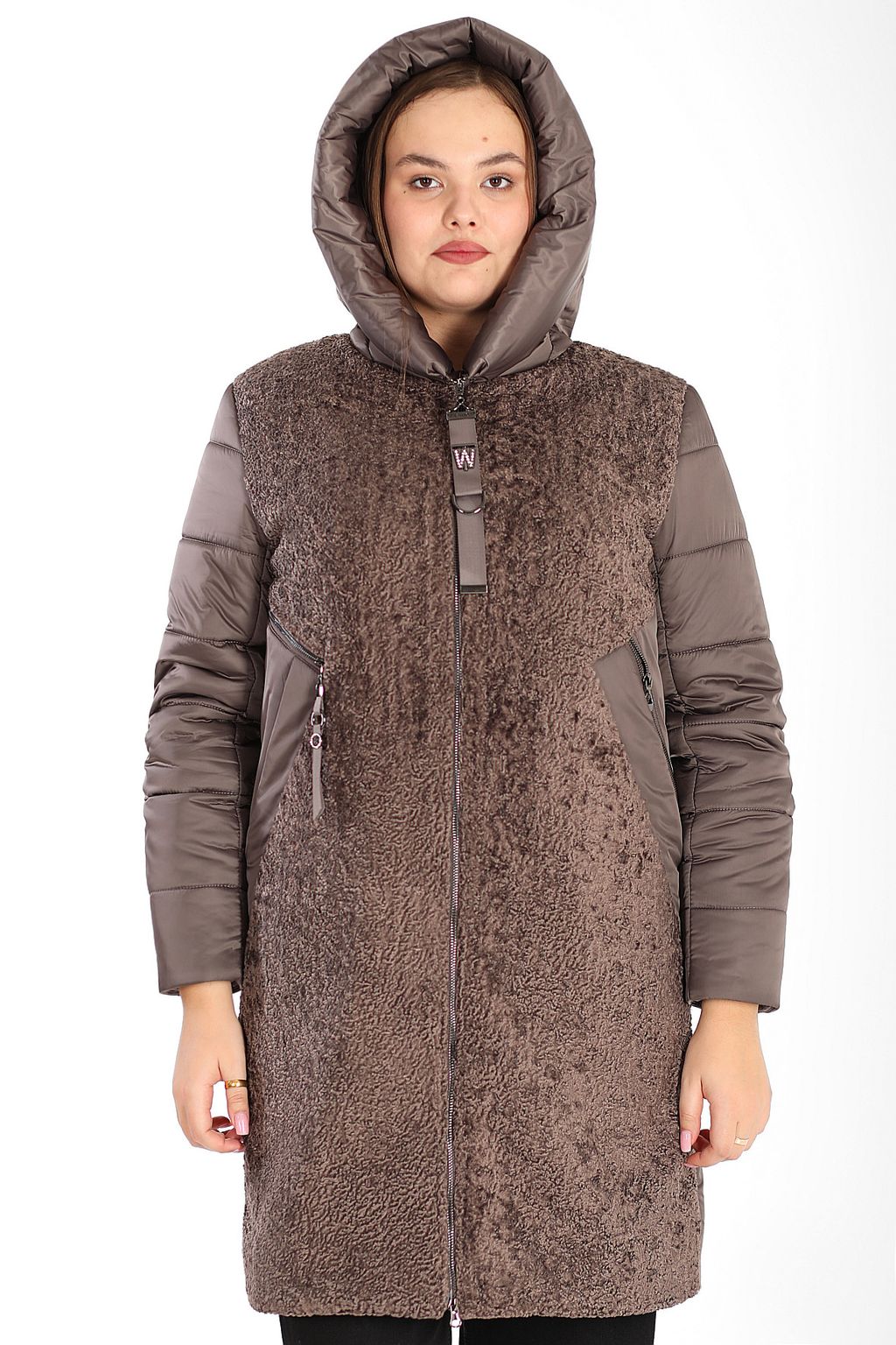 Пальто зимнее цвета какао на верблюжьей шерсти женское