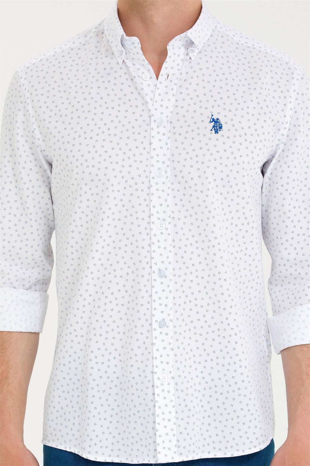 U. S. Polo Assn Мужская белая рубашка с принтом Saks - U.s. polo assn фото 12