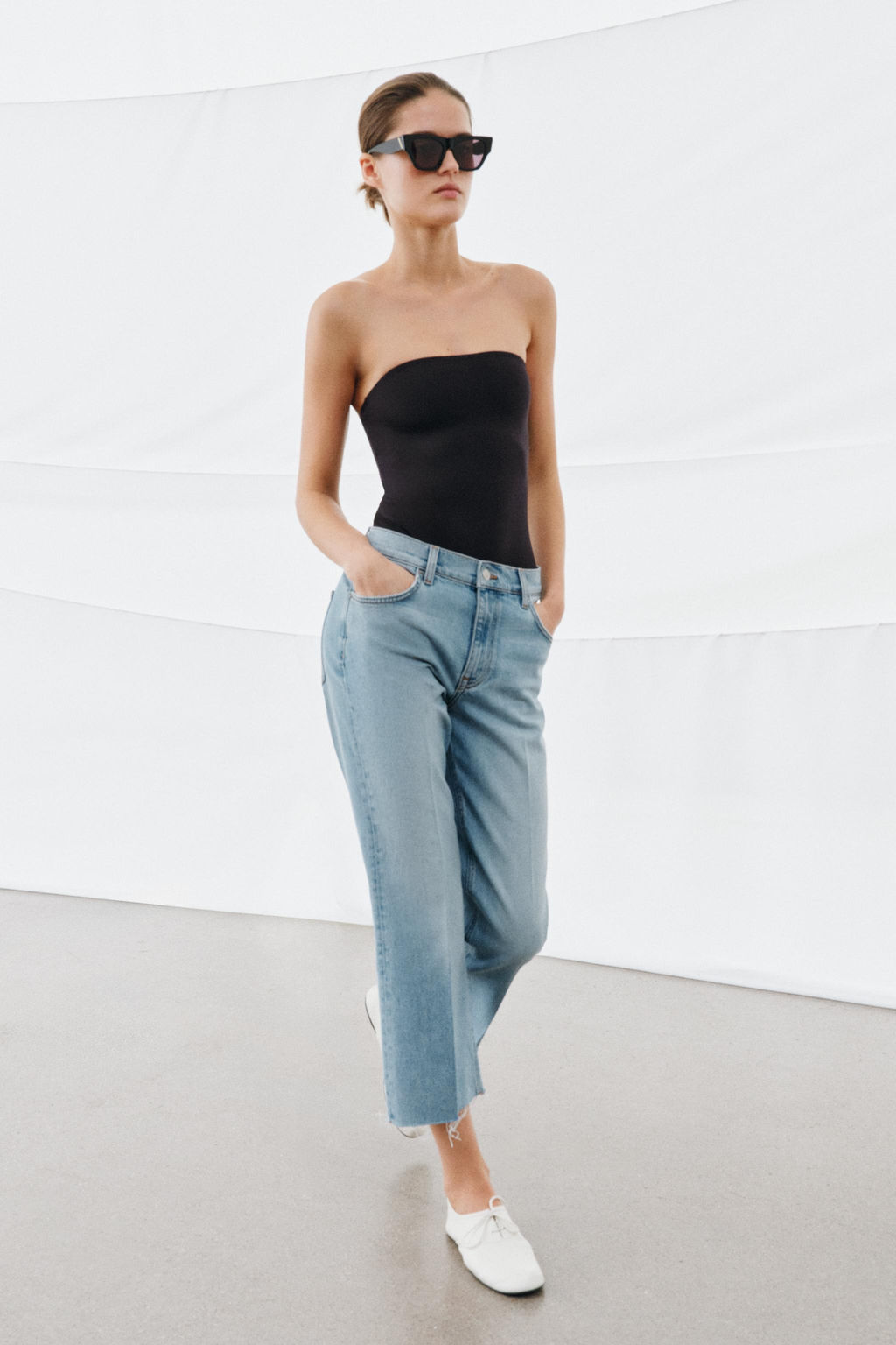 JEANS ZW COLLECTION CROPPED FLARE TIRO MEDIO / Azul claro