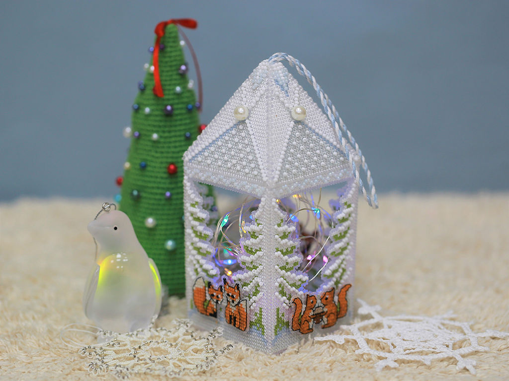 Набор для вышивания PANNA Новогодняя игрушка IG-7267 Лесной фонарь 7 х 15.5 см