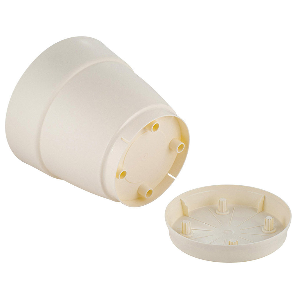 Ingreen Горшок для цветов пластмассовый Villa de Fiori 1,1л, д13см, h12,2см, с фиксируемым поддоном, белоснежный жасмин (Россия) - Домашняя мода фото 4