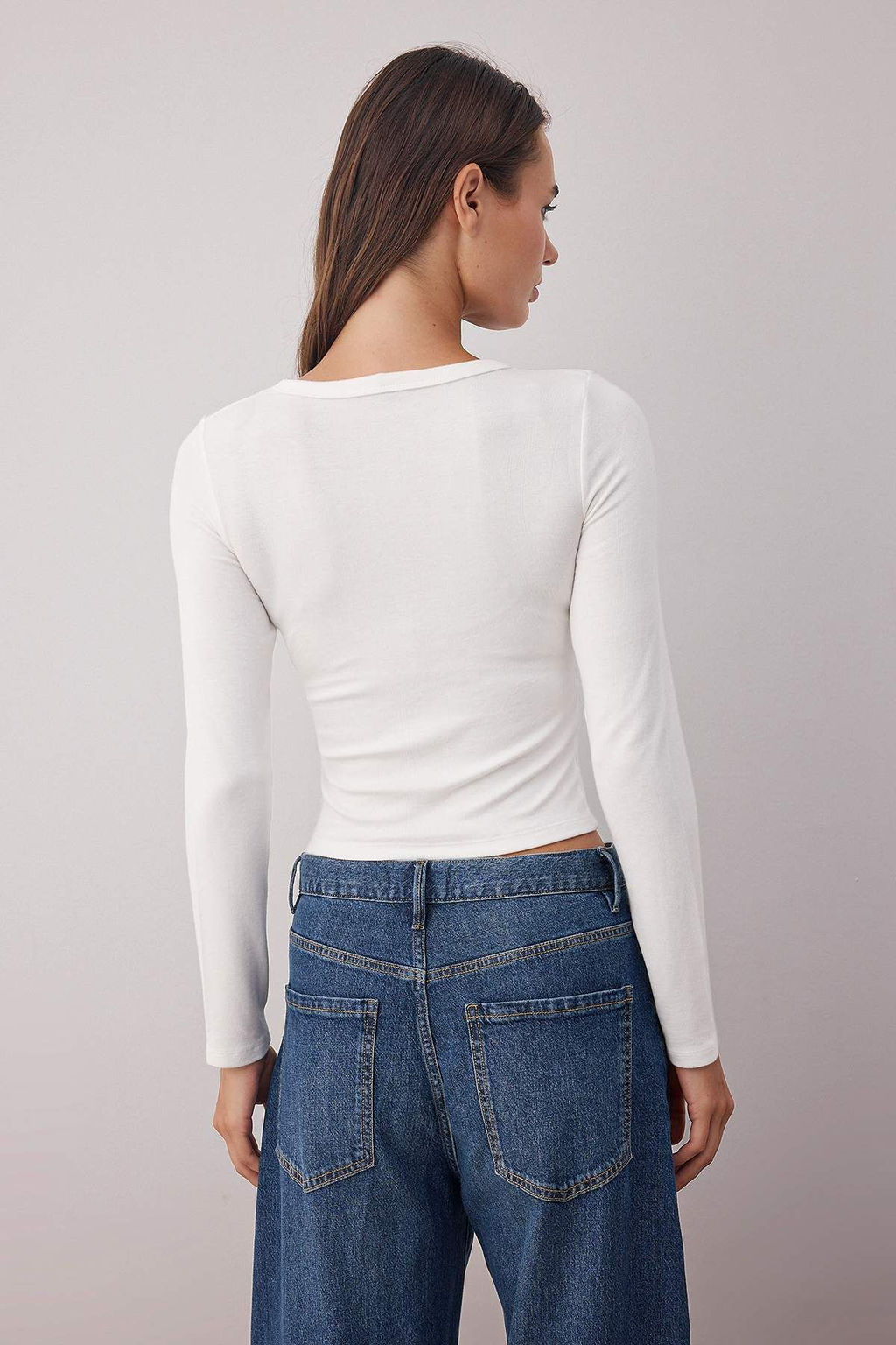 Ekru Onu Full C?tc?tl? Fitted/Vucuda Oturan Orme Bluz TWOAW26BZ00193