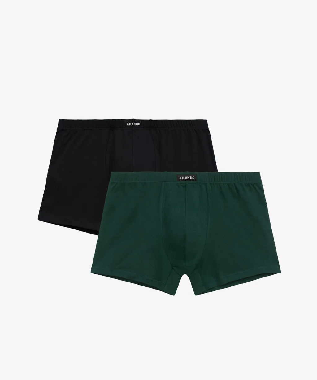 ATLANTIC 2RMH-007 Трусы шорты - набор 2 шт. черный + зеленый  фото 2