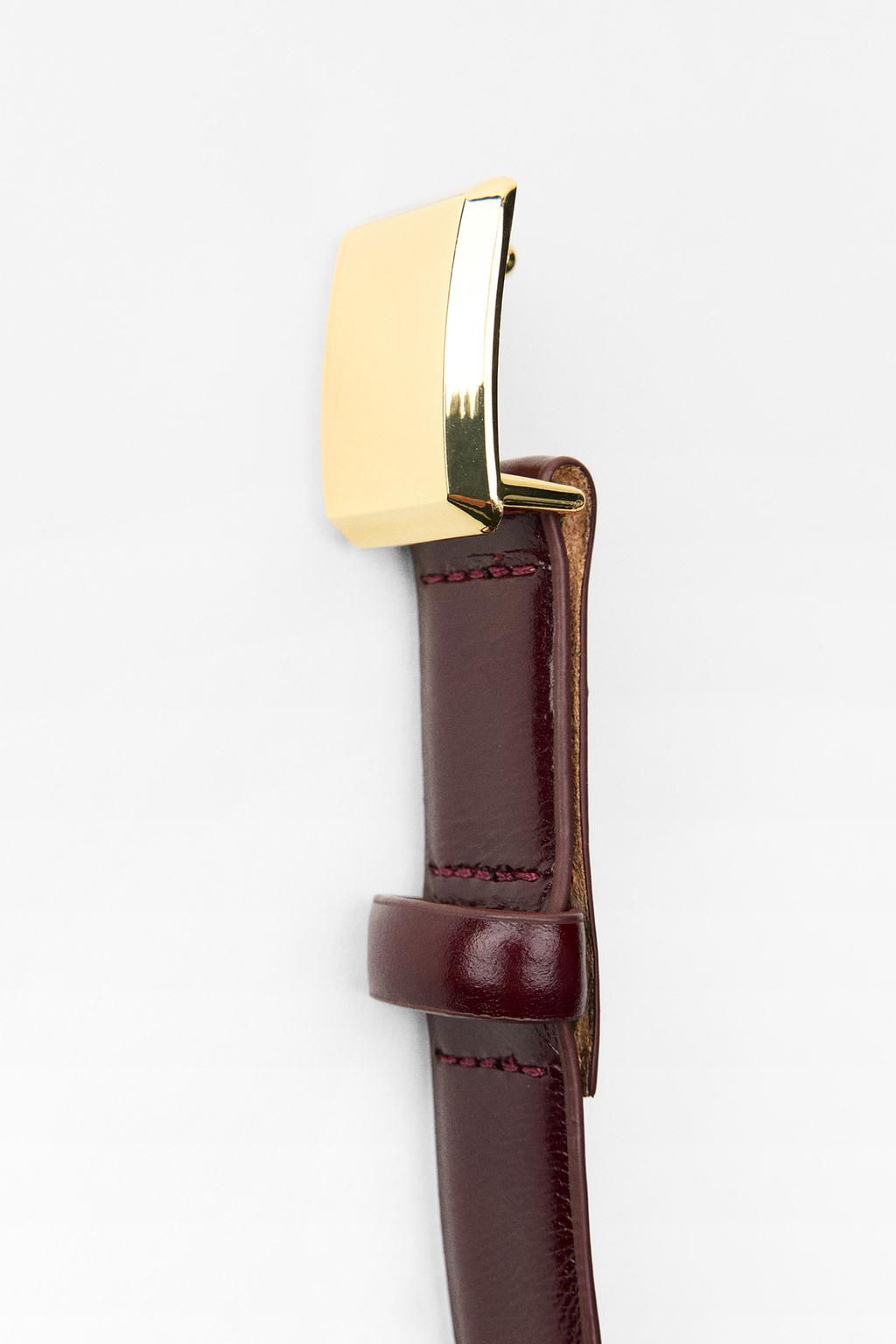 THIN LEATHER BELT WITH SQUARE BUCKLE - Zara фото 8