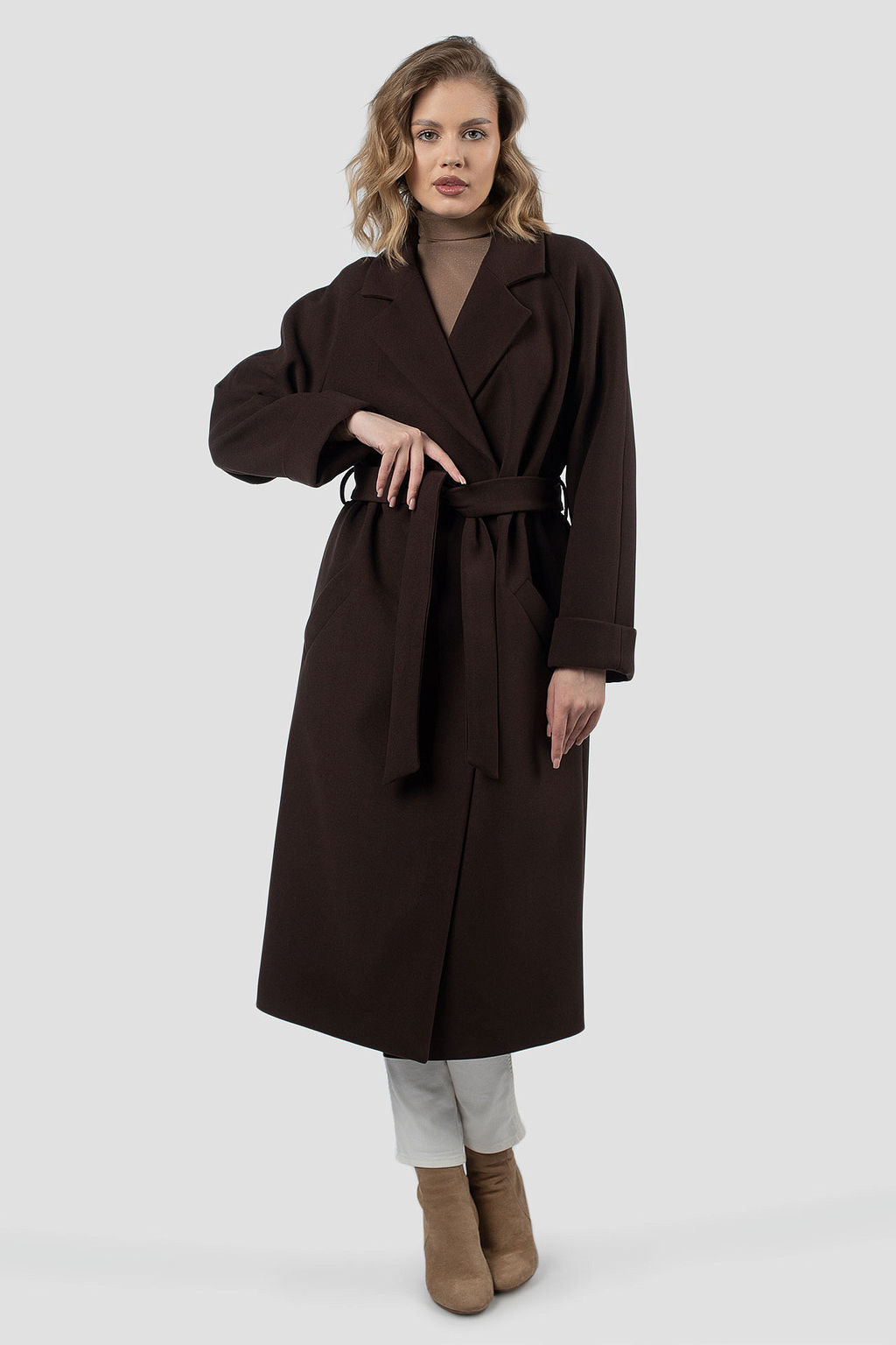 01-12224 Пальто женское демисезонное (пояс)