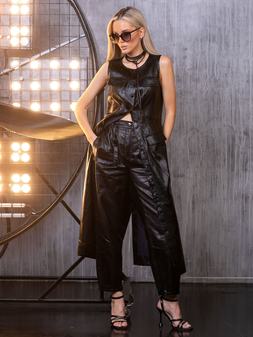 Платье изо льна с напылением под кожу - Marchello marchellini фото 5