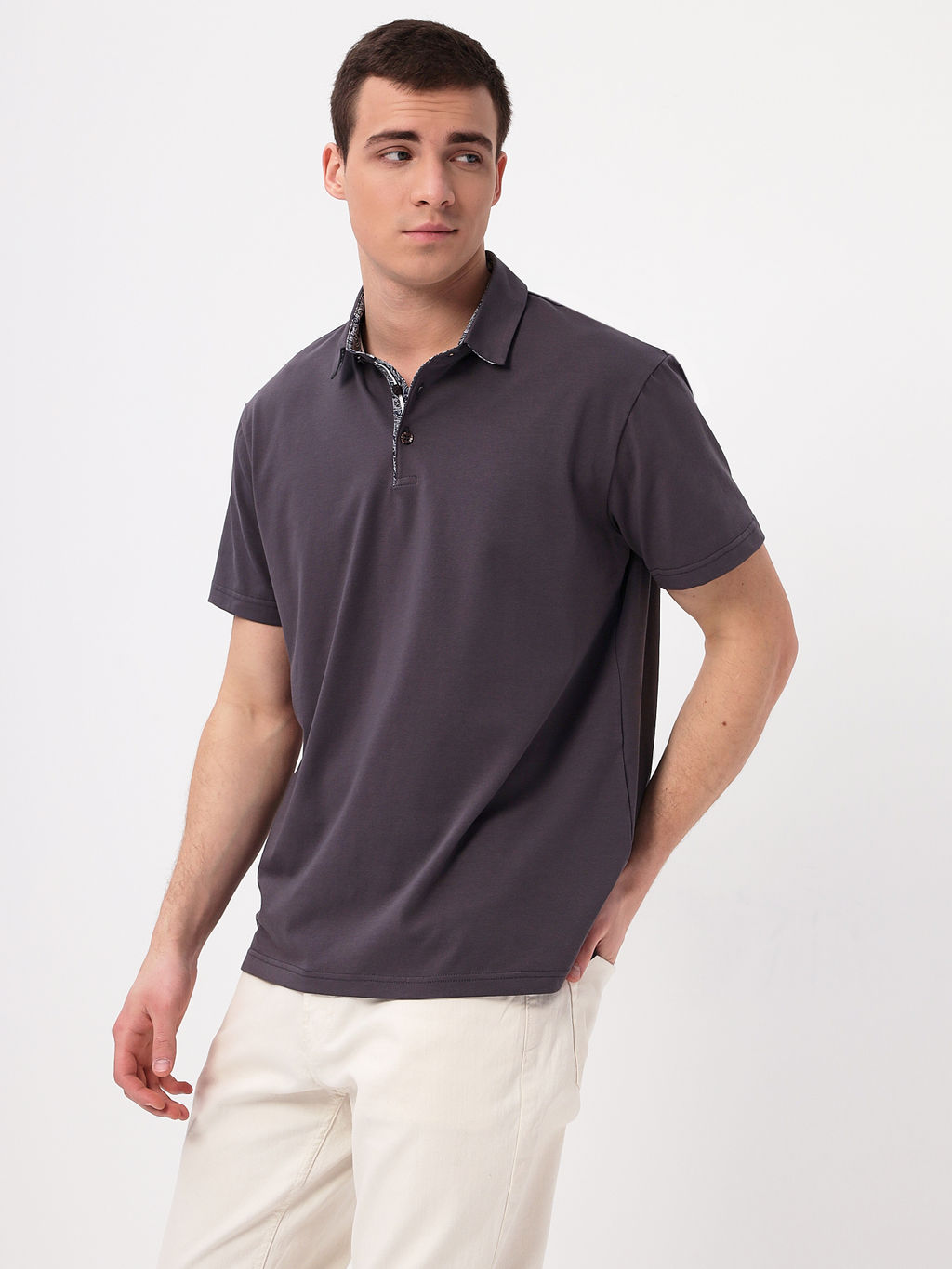 Джемпер мужской с воротником поло короткий рукав GREG G144-KO1246T-SAS5095 (серый) фото 7
